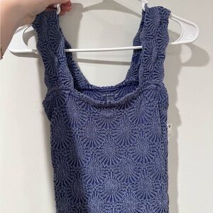 NWT FP Movement by Free People Blue Textured Tank Top